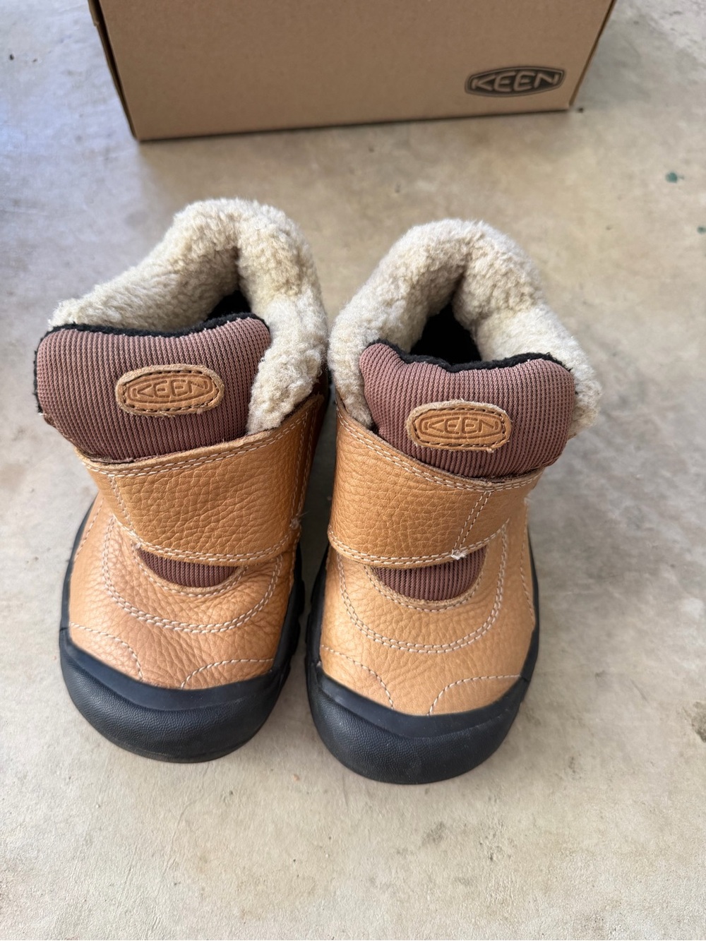 Keen Kids Tan and Brown Fleece-Lined Winter Boots